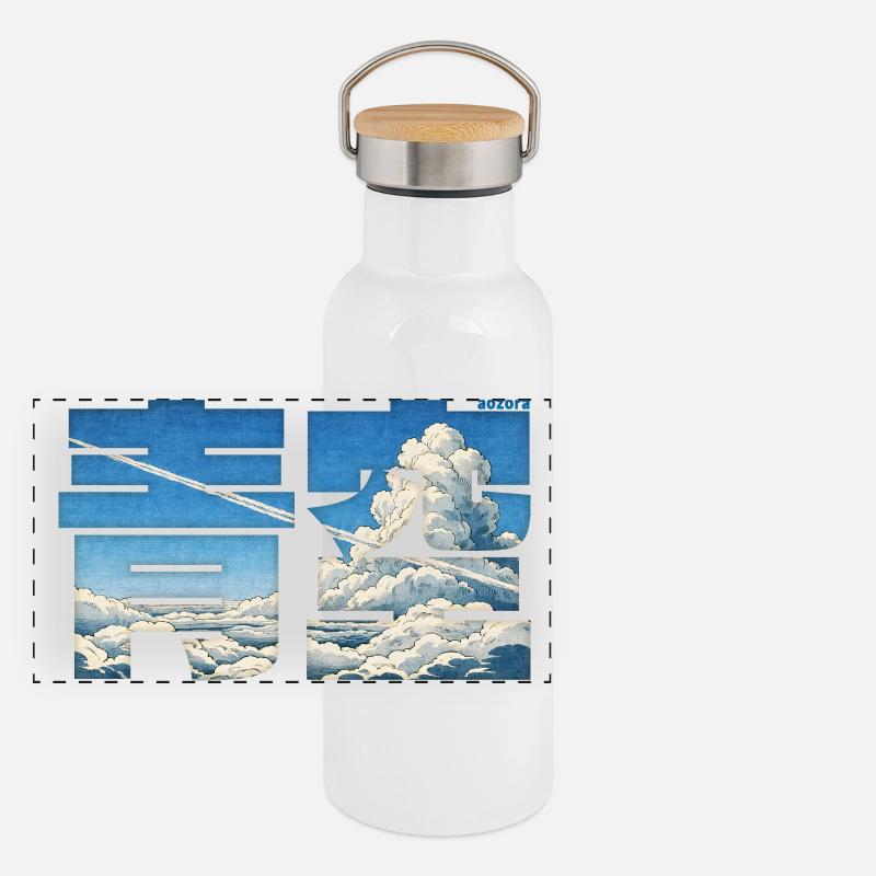 Aozora - Blue Sky Panoramic Thermal Bottle with Bamboo Lid