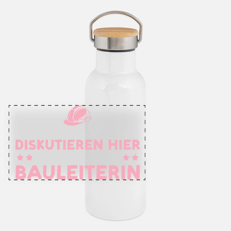 Bauleitung Nicht zum diskutieren hier Bauleiterin Panorama Thermosflasche mit Bambusdeckel