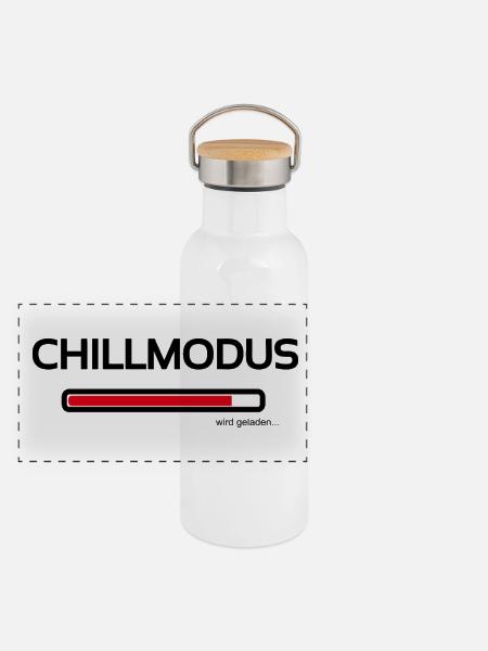 Chillmodus - heute wird nur noch ausgeruht - Panorama Thermosflasche mit Bambusdeckel - Weiß