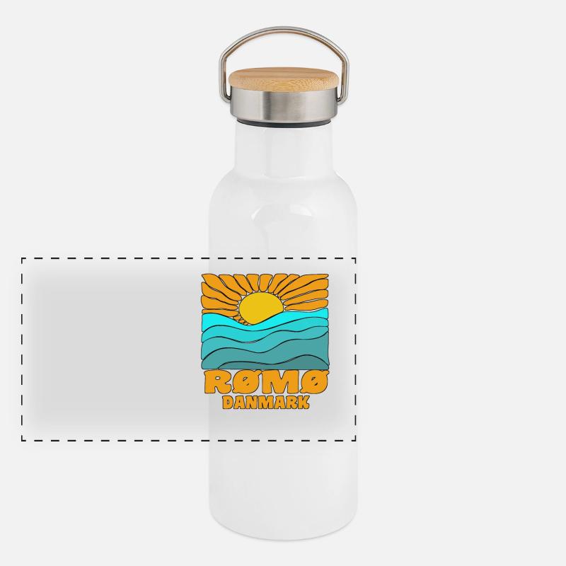 Romo Römo - Panorama Thermosflasche mit Bambusdeckel - Weiß