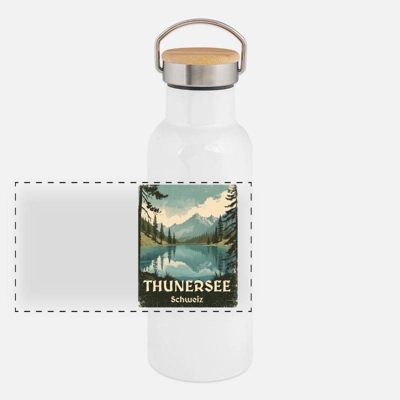 Thunersee Panorama Thermosflasche mit Bambusdeckel