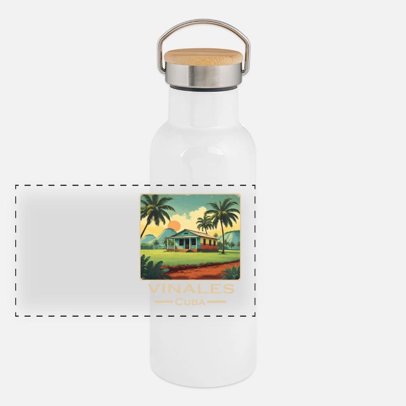 Vinales Cuba alternativ retro Panorama Thermosflasche mit Bambusdeckel