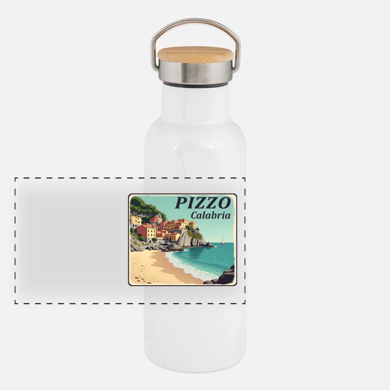 Pizzo Kalabrien Panorama Thermosflasche mit Bambusdeckel