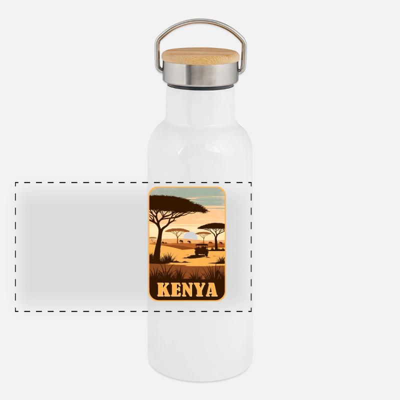 Safari Afrique Kenya Gourde isotherme avec bouchon en bambou