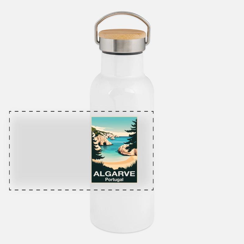 Algarve - Panoramic Thermal Bottle with Bamboo Lid - white
