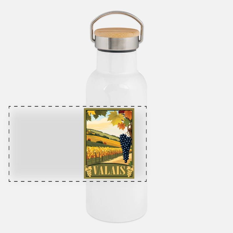Valais Vignoble valaisan Gourde isotherme avec bouchon en bambou