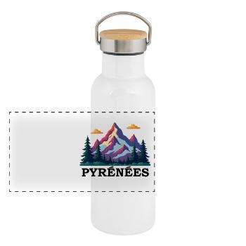 Pyrénées Pyrénées - Gourde isotherme avec bouchon en bambou - blanc - Devant
