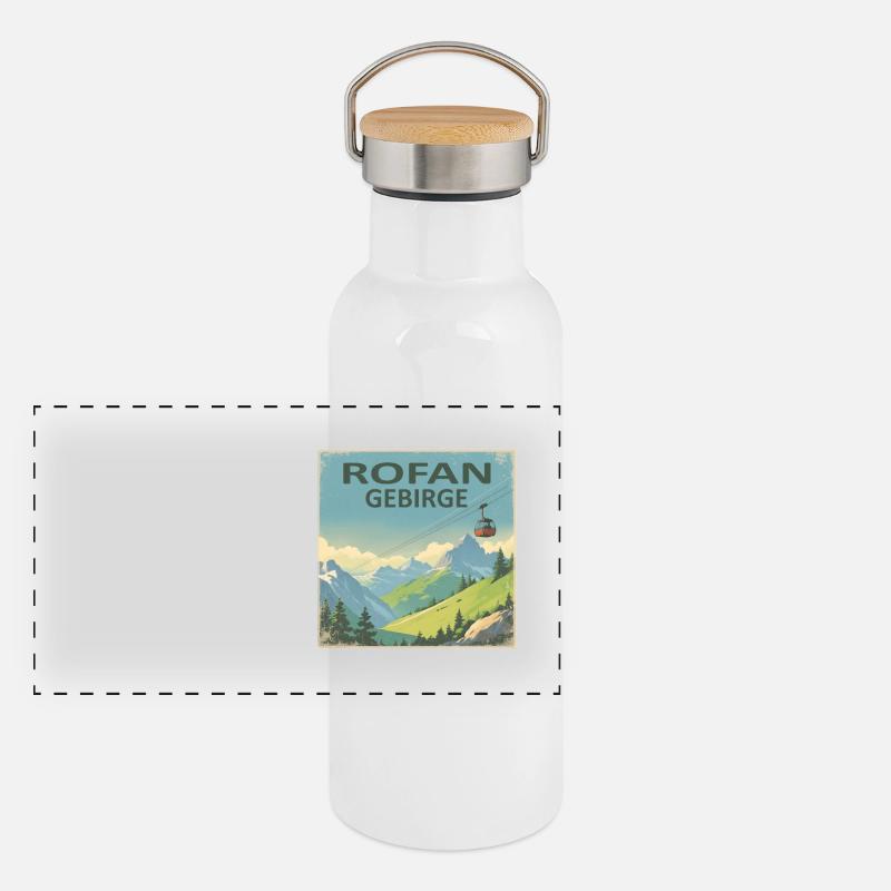 Rofan Gebirge Panorama Thermosflasche mit Bambusdeckel