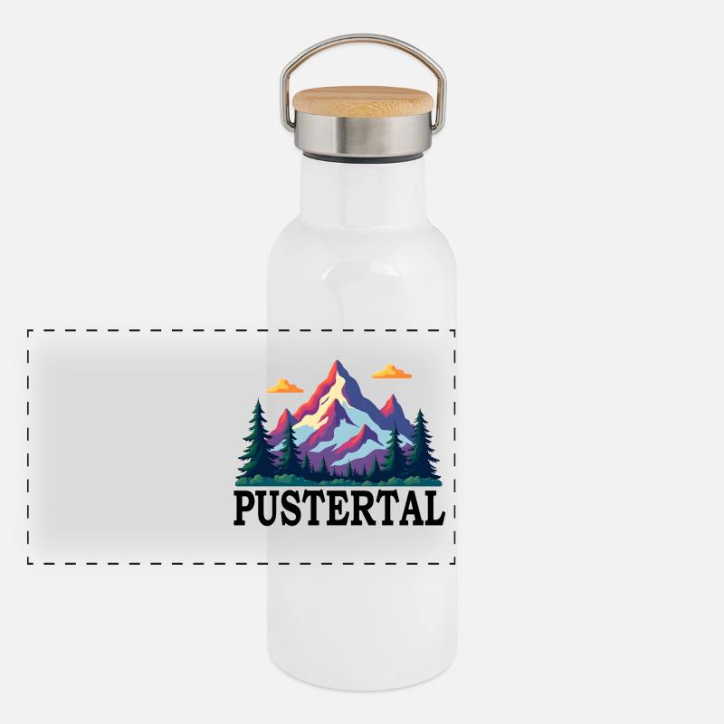 Pustertal Panorama Thermosflasche mit Bambusdeckel
