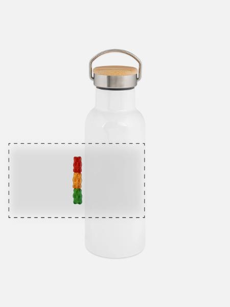 Gummibärchen Totem - Panorama Thermosflasche mit Bambusdeckel - Weiß