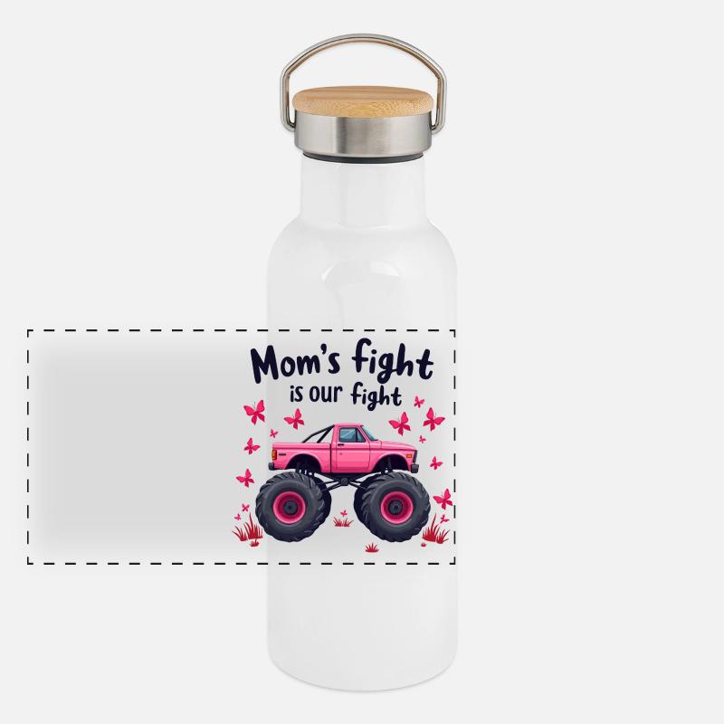 Mamas Kampf unser Kampf - Brustkrebs Bewusstsein Panorama Thermosflasche mit Bambusdeckel