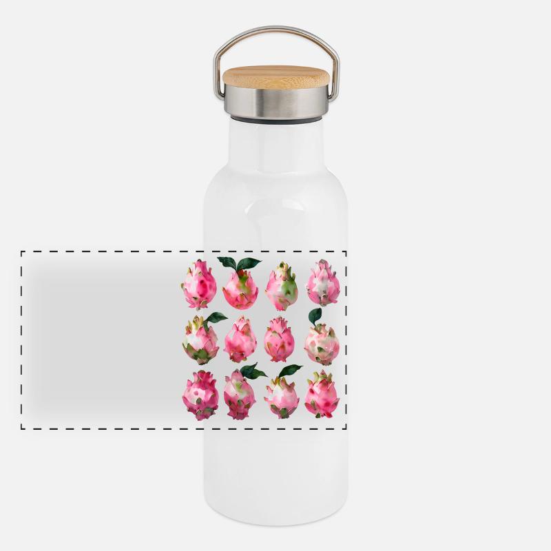Art exotique de l’aquarelle Pitaya Gourde isotherme avec bouchon en bambou