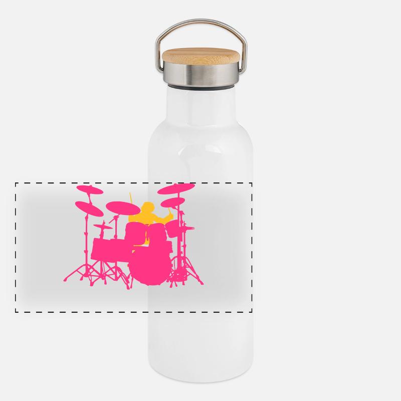 Drumset Panorama Thermosflasche mit Bambusdeckel