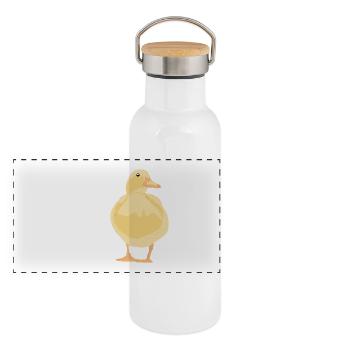 yellow duck - Panoramic Thermal Bottle with Bamboo Lid - white - Front