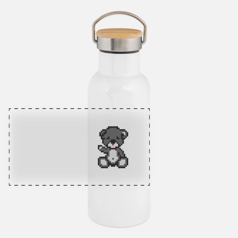 Pixel-Bären-Sturm Panorama Thermosflasche mit Bambusdeckel
