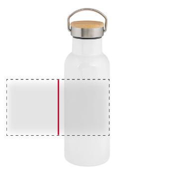 strich - Panorama Thermosflasche mit Bambusdeckel - Weiß - Vorne