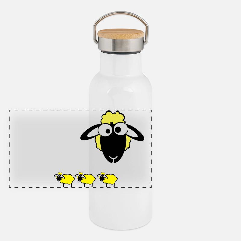 sheep color Panorama Thermosflasche mit Bambusdeckel