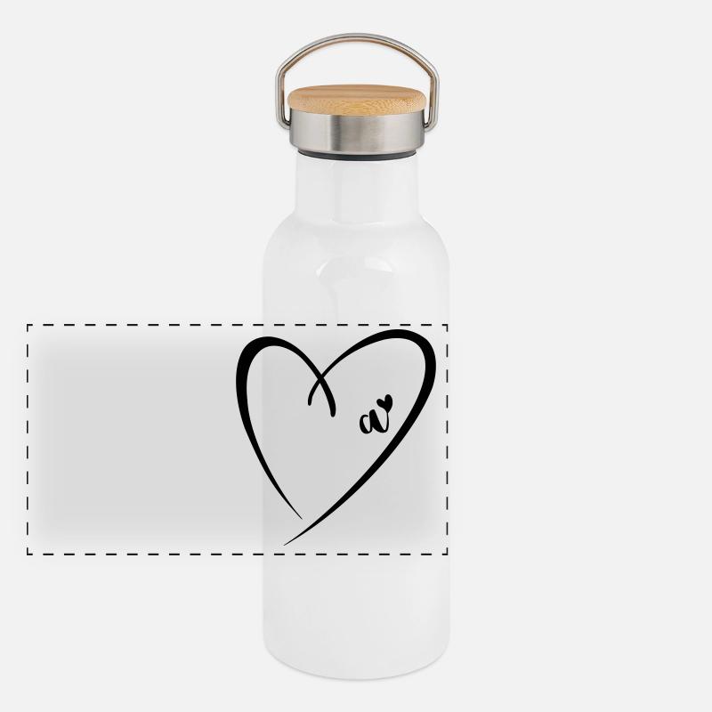 Lettre minuscule Un Coeur Gourde isotherme avec bouchon en bambou