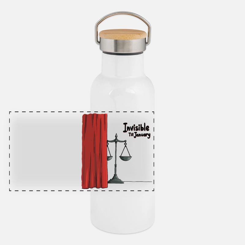 Invisible jusqu’en janvier Gourde isotherme avec bouchon en bambou