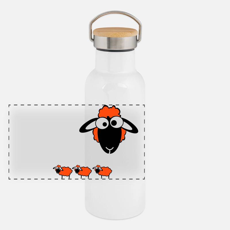 sheep color Panorama Thermosflasche mit Bambusdeckel