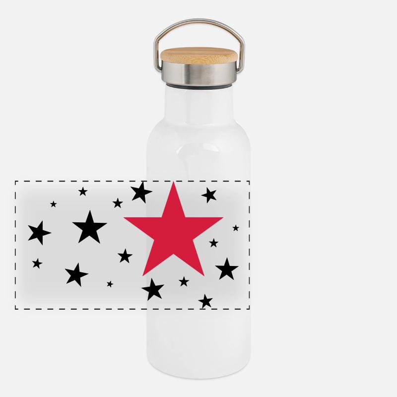 Etoiles - Gourde isotherme avec bouchon en bambou - blanc