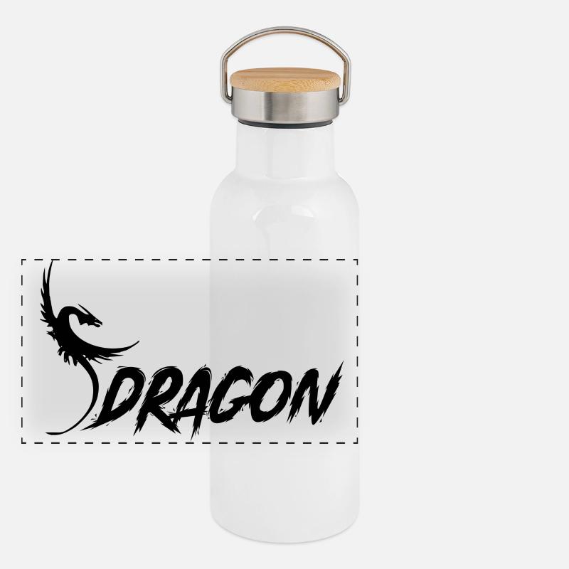 Dragon - Drache Panorama Thermosflasche mit Bambusdeckel