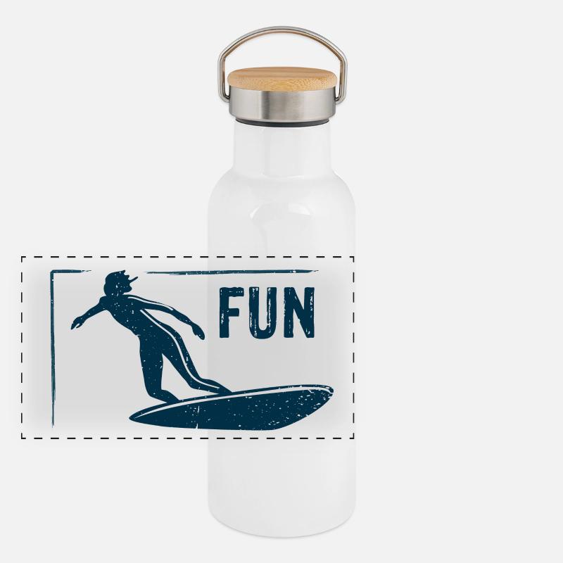 PLAISIR DU SURFEUR - Gourde isotherme avec bouchon en bambou - blanc