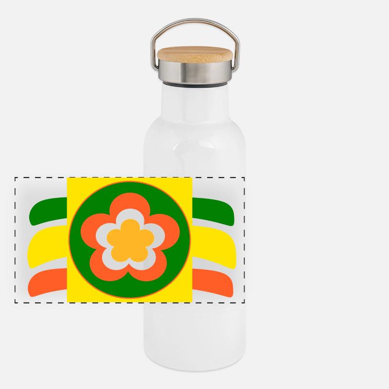 des années 70 fleur fleur Gourde isotherme avec bouchon en bambou