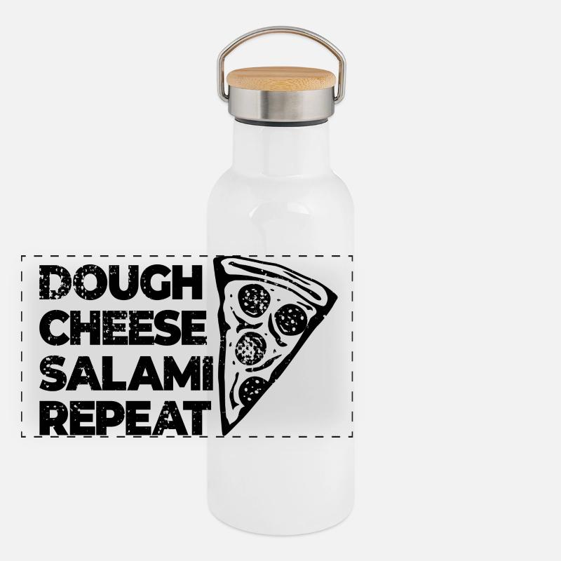 Dough Cheese Salami Repeat Panorama Thermosflasche mit Bambusdeckel