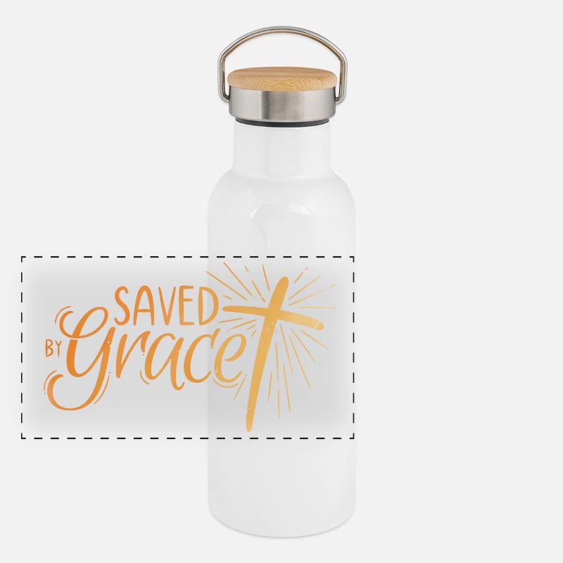 Saved by Grace Lettering Panoramic Thermal Bottle with Bamboo Lid