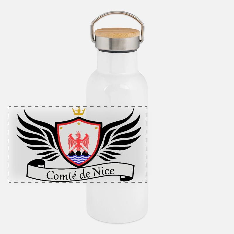 Grafschaft Nizza Panorama Thermosflasche mit Bambusdeckel