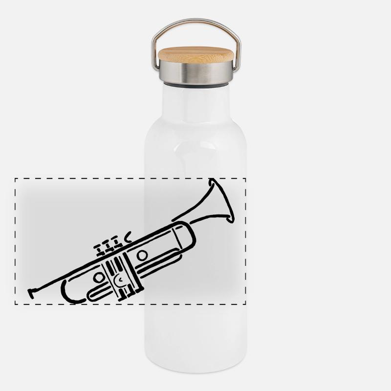 Trompete Instrument Musik Panorama Thermosflasche mit Bambusdeckel