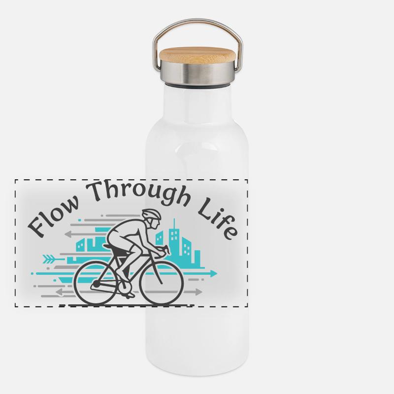 Flow Through Life Panorama Thermosflasche mit Bambusdeckel