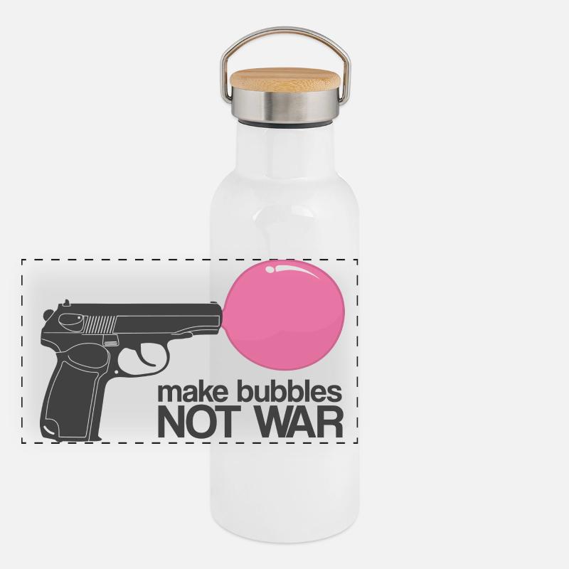Make Bubbles Not War - Funny Ironic Gun Panoramic Thermal Bottle with Bamboo Lid