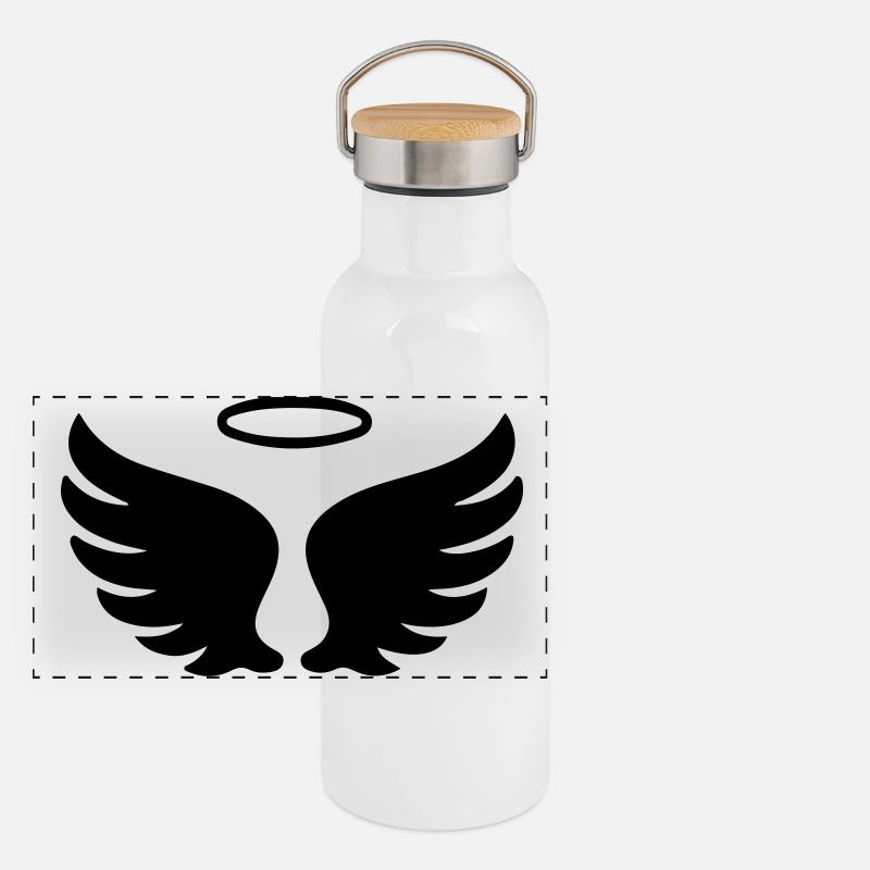 Flügel Engel Symbol Panorama Thermosflasche mit Bambusdeckel