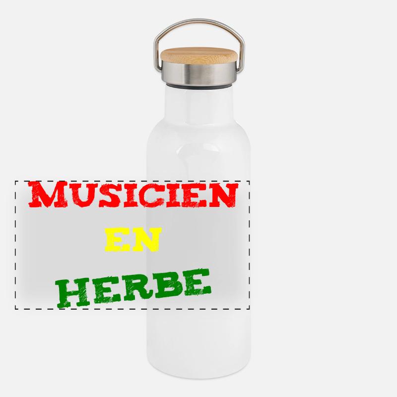 MUSICIEN EN HERBE ! (reggae, ska, dub) Gourde isotherme avec bouchon en bambou