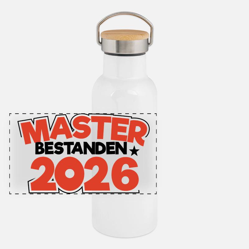 Master 2026 Master Doctorat Diplôme Gourde isotherme avec bouchon en bambou