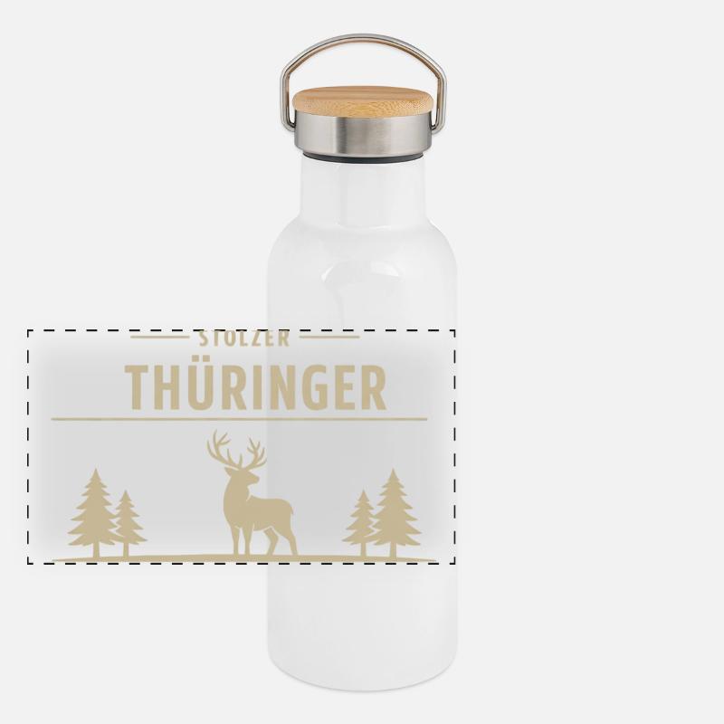 Proud Thuringian – Wald & Hirsch Design Gourde isotherme avec bouchon en bambou