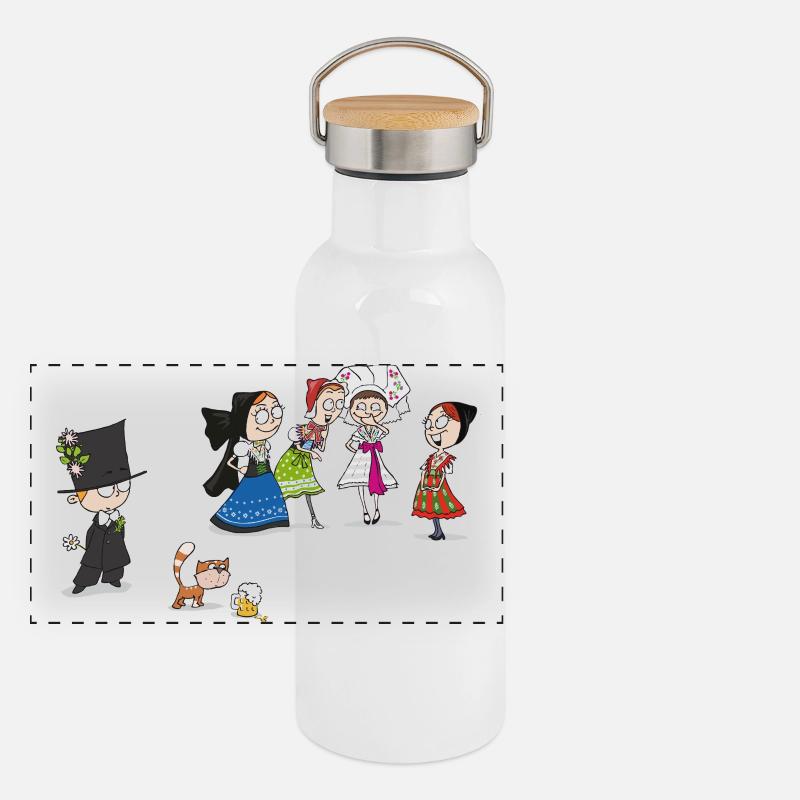 COMIC KWAS Panorama Thermosflasche mit Bambusdeckel