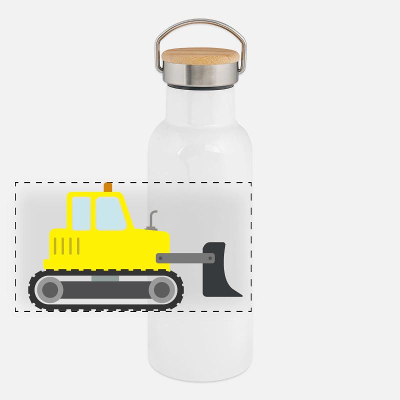 Planierraupe Panorama Thermosflasche mit Bambusdeckel