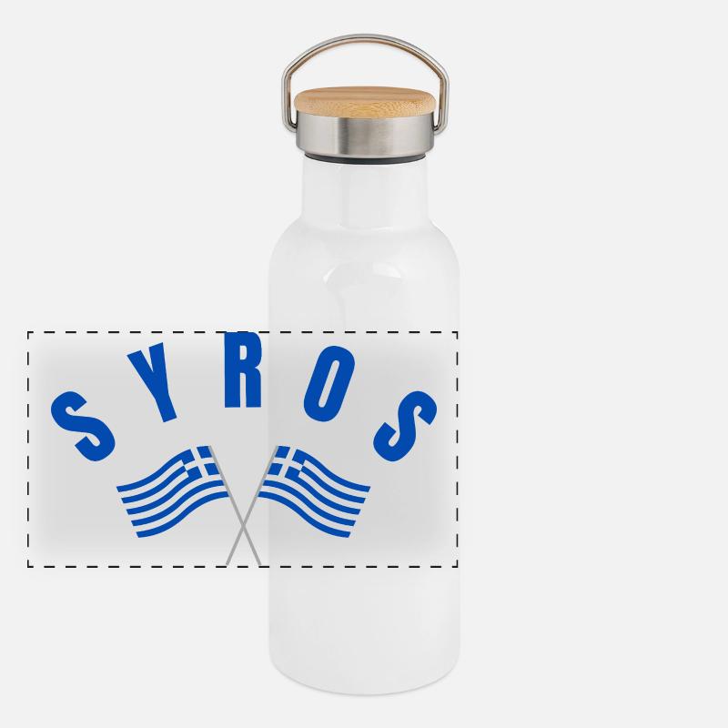 Drapeaux grecs de Syros Gourde isotherme avec bouchon en bambou