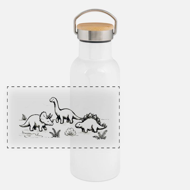 Dinosaurier Treff Panorama Thermosflasche mit Bambusdeckel