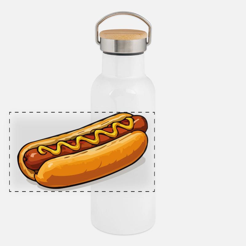 Comic de hot-dogs joyeux Gourde isotherme avec bouchon en bambou