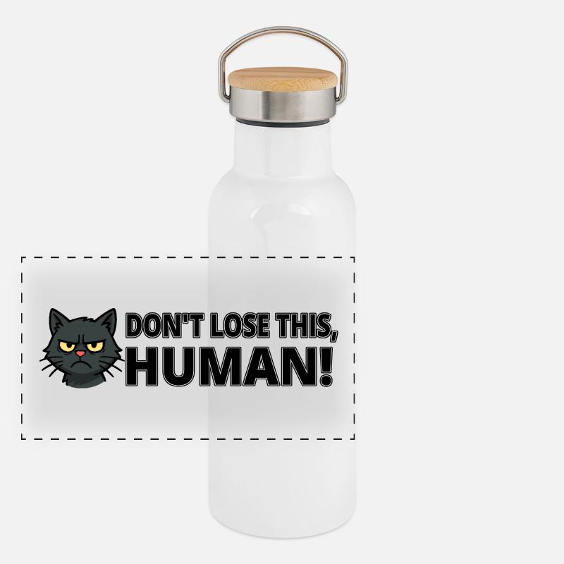 Forget Me Not Cat Evil Eye Gift Idea Panoramic Thermal Bottle with Bamboo Lid