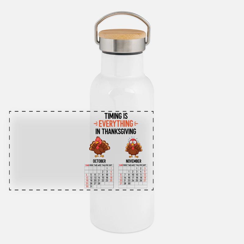 Thanksgiving Timing Panorama Thermosflasche mit Bambusdeckel