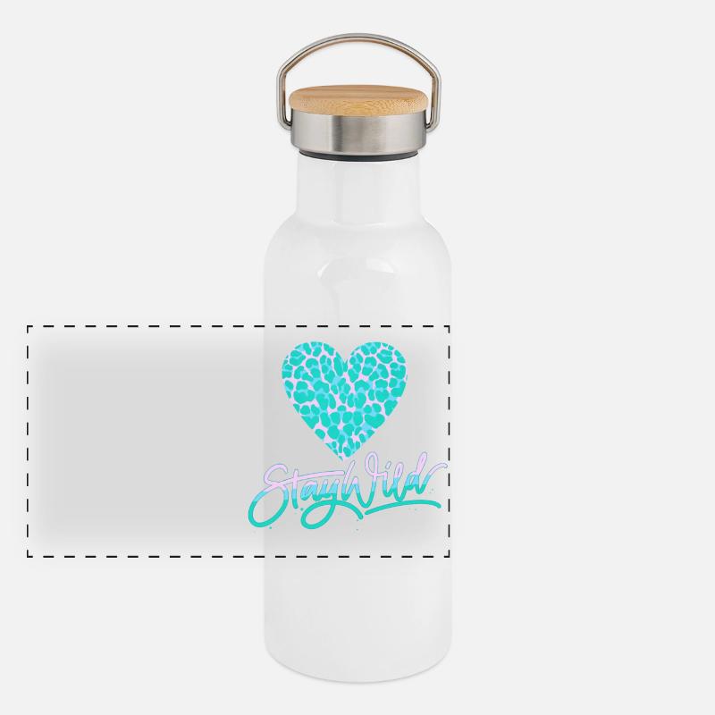Stay Wild with leopard pattern heart Panoramic Thermal Bottle with Bamboo Lid