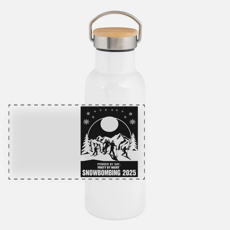 Bombardement de neige 2025 Gourde isotherme avec bouchon en bambou
