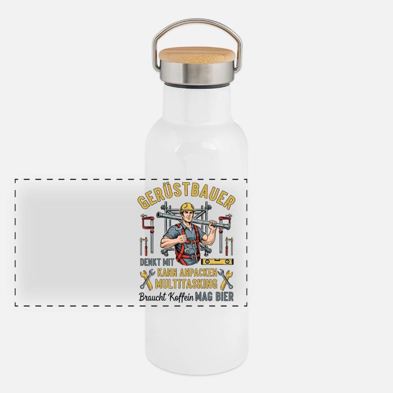 Der Gerüstbauer Panorama Thermosflasche mit Bambusdeckel