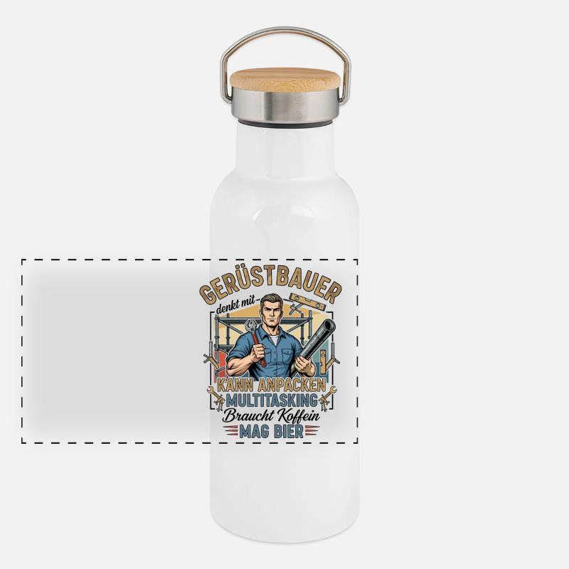 Der Gerüstbauer Panorama Thermosflasche mit Bambusdeckel
