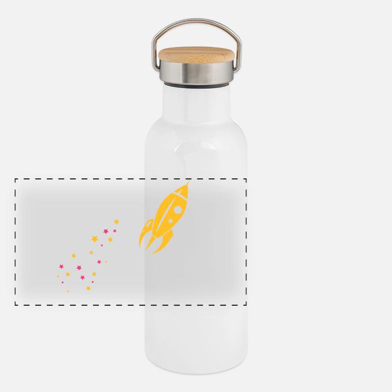 Eine Rakete beim Abflug Panorama Thermosflasche mit Bambusdeckel